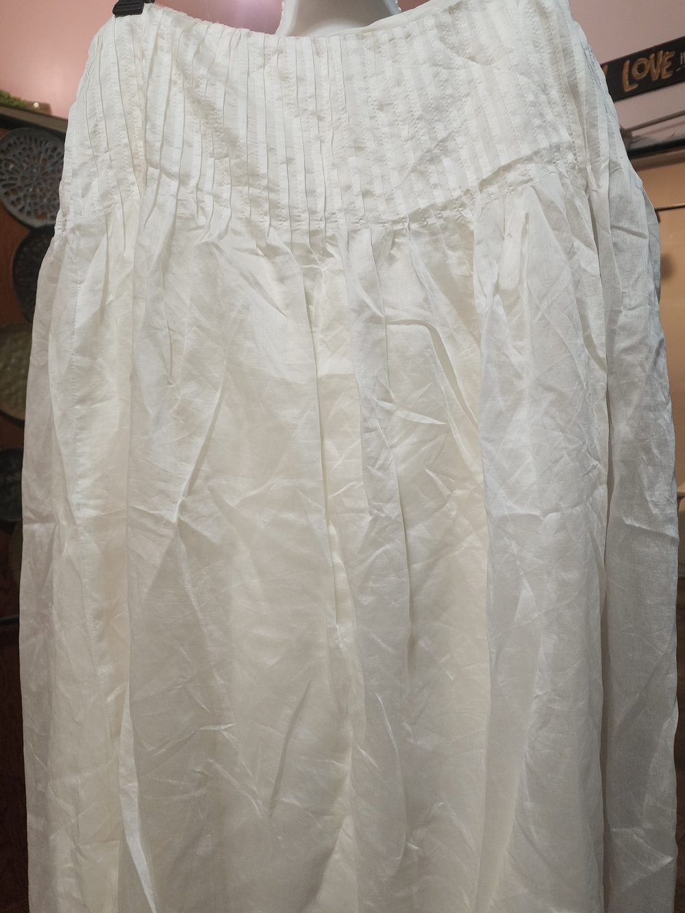 White Pleated Maxi Skirt with Smocked Waist Sz 12 NWT
